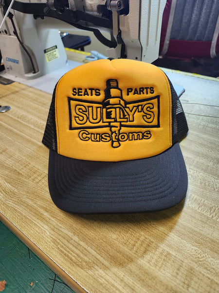 Trucker Hat  GOLD AND BLACK EMBROIDERED LOGO