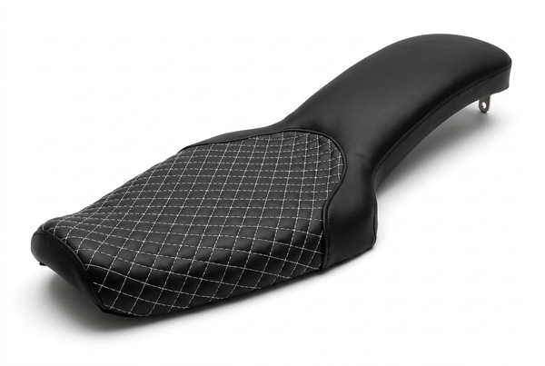 Black Signature DSD seat with white diamond stitching on a white background