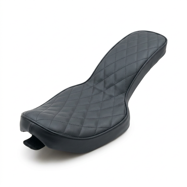 Diamond-pleat Sportster buddy seat, angled view on a white background